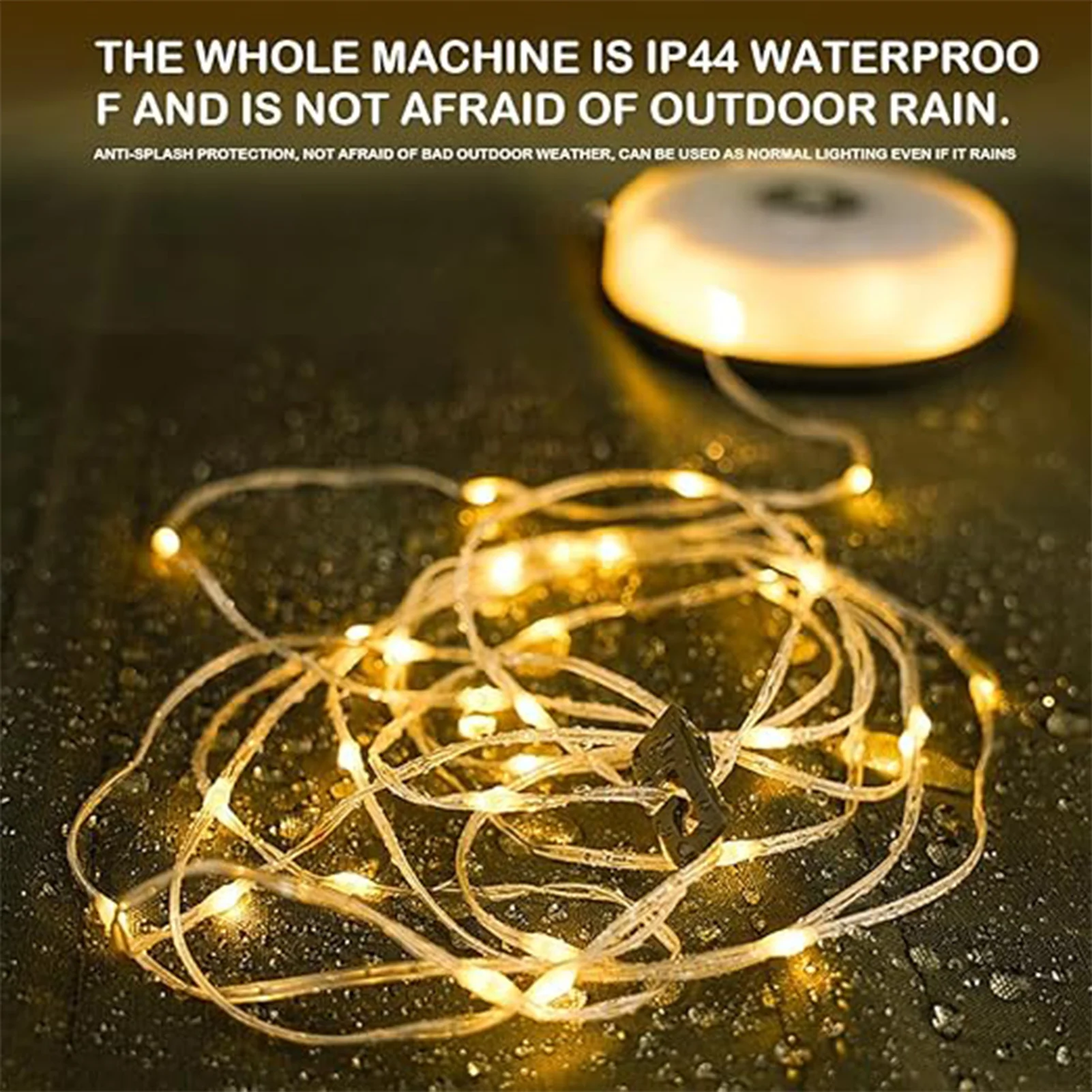 Guirxiété Lumineuse LED Rechargeable, Luminosité Réglable, 5 Modes, Camping, Cour, Randonnée