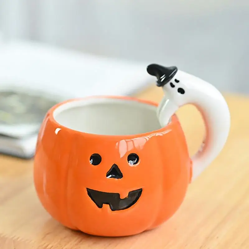 Witch Cauldron Mug Halloween Mug Decoration Cauldron Coffee Mug Black Ceramic Drinkware Decoration Crucible Pumpkin ghost cup