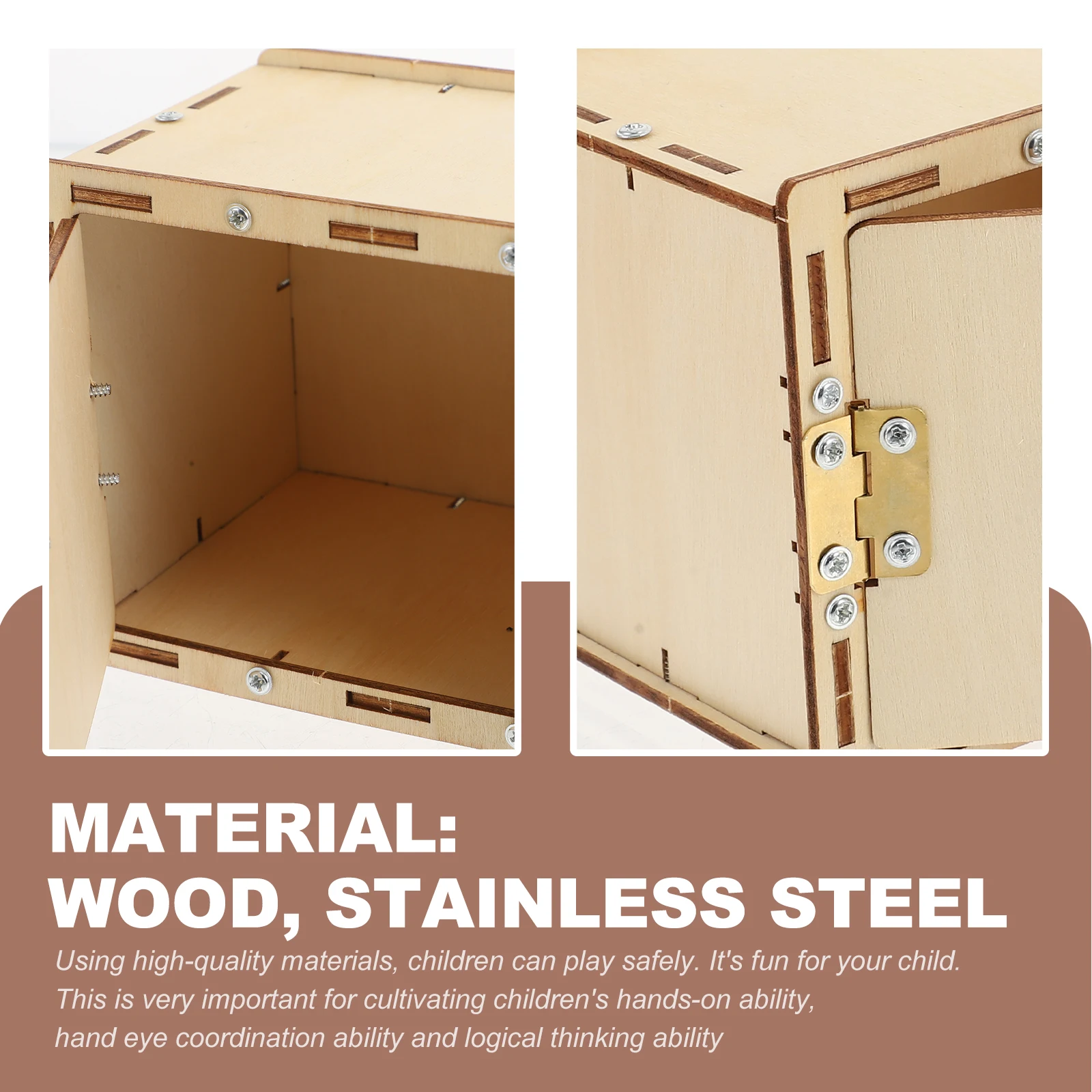 

1 set 1 Set Wooden Password Box Educational Tool Lockbox Making Material Treasure Box Diy Game Fine Workmanship Safe