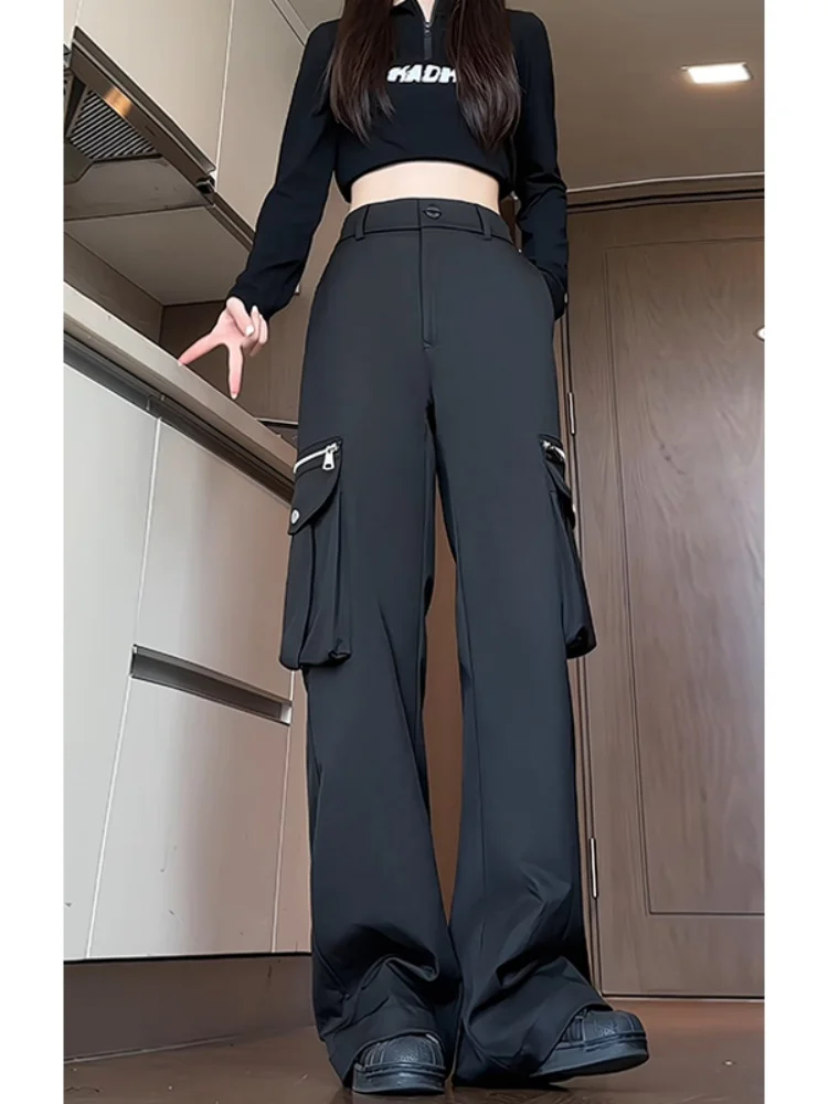 

American Sle Multi-ket Work Pants Men's Spring Autumn Straight Leg Floor-Length Pants Youth Faion Casual Trousers