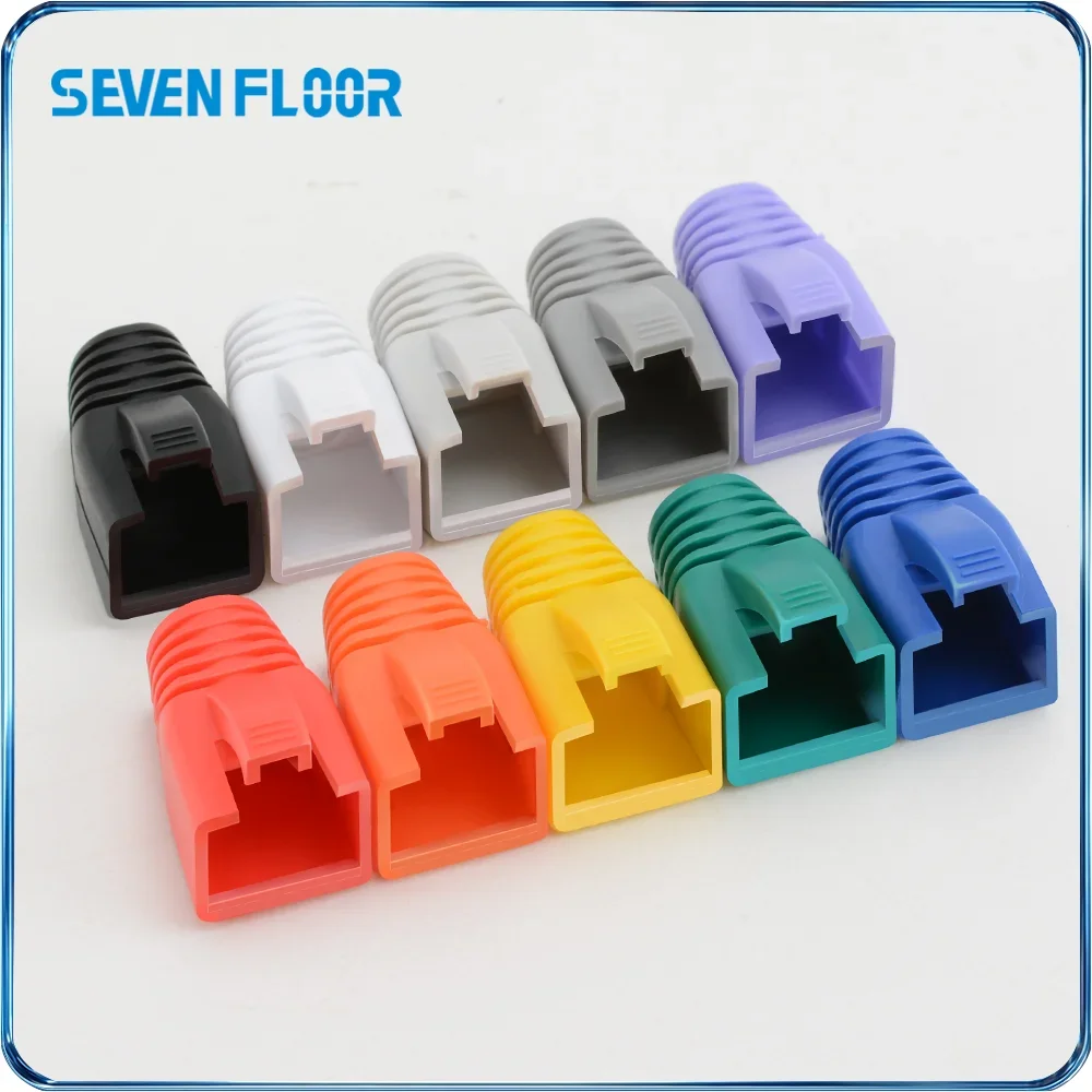 50Pcs/100pcs RJ45 Strain Relief Boots OD8.0 Multi‑Color Ethernet Cable Plug Cover for Cat6 Cat7 Shielded RJ45 Connectors