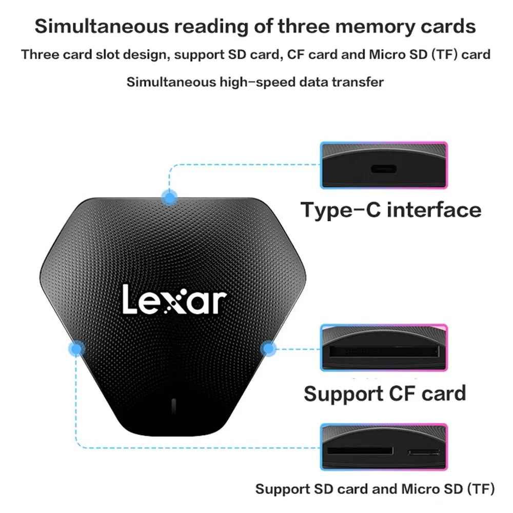 قارئ Lexar USB 3.1Gen2 الأصلي 3 في 1 بطاقة إلى SD مايكرو SD 500U قارئ بطاقات TF محول بطاقة الذاكرة SD UHS-I قارئ بطاقات الذاكرة
