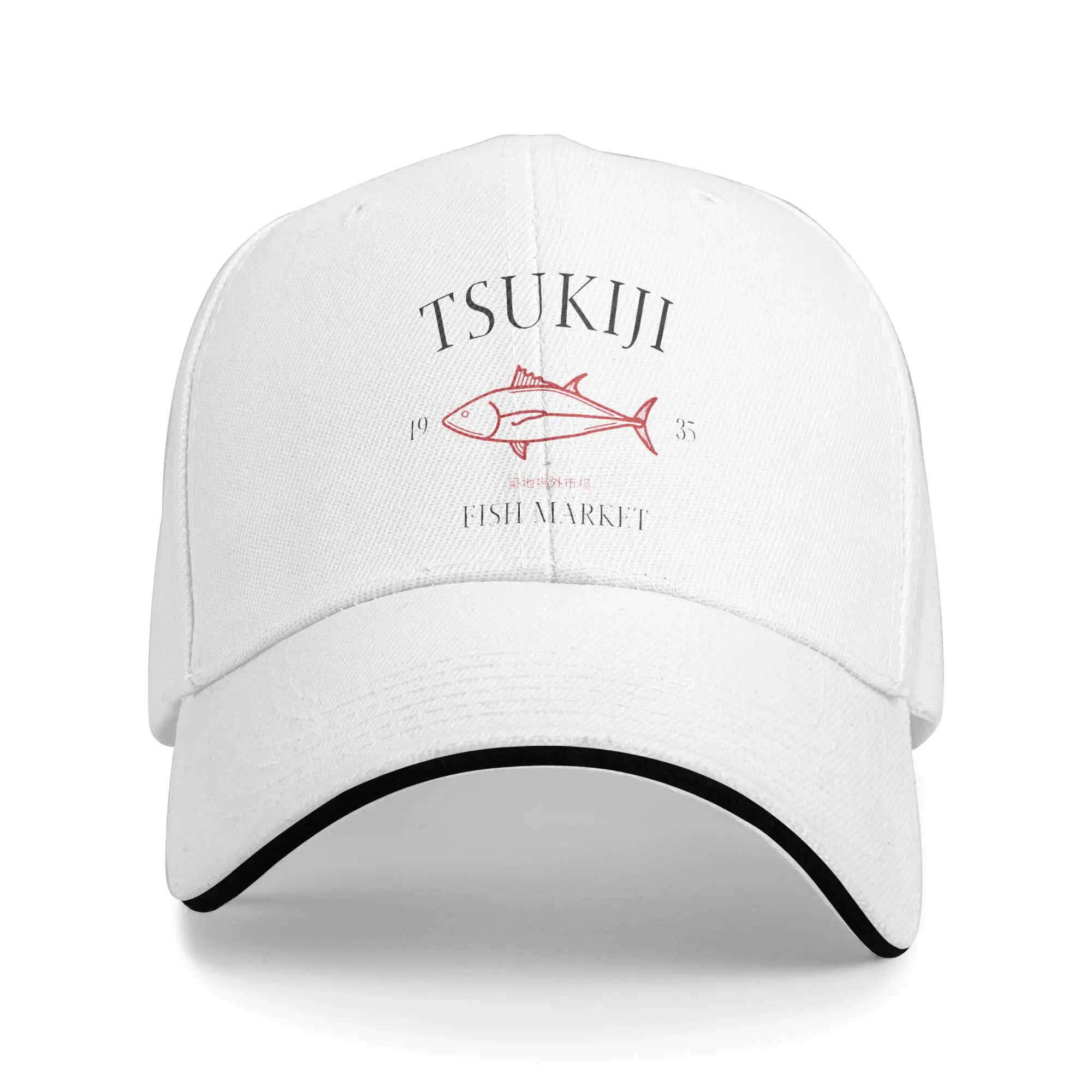 Retro Japan Fish Tsukiji Market Sandwich Caps Unisex ,Hip-Hop,Baseball Caps Fresh Seafood  Hats Breathable Hat Summer Caps