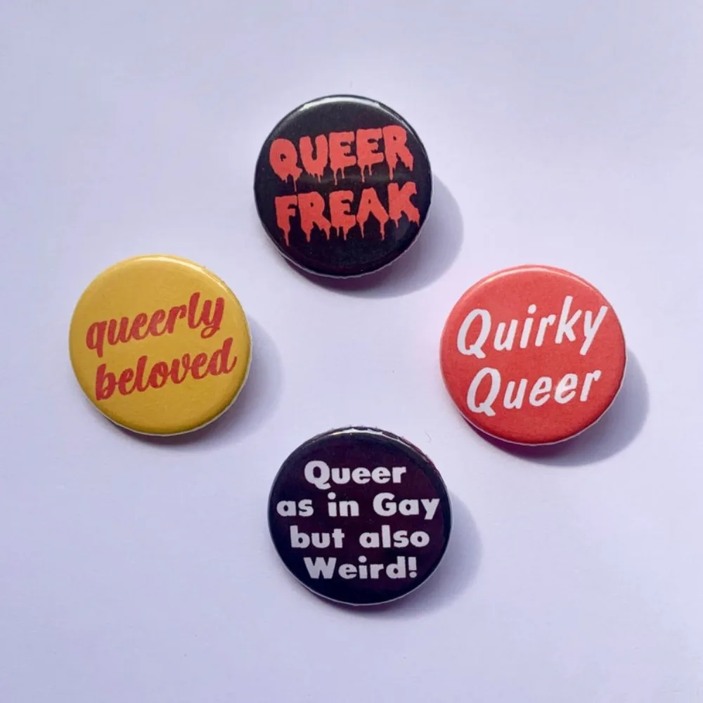 4pcs/ Set Queer Pride 4 Badge Set Gay Lesbian Bisexual LGBTQ Pinback Buttons Weird