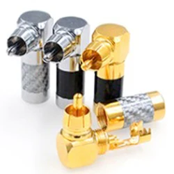Hifi 4 x 90 Degree Bend DIY RCA Plug Audio Cable High Quality Carbon Fiber Rhodium Gold Plated