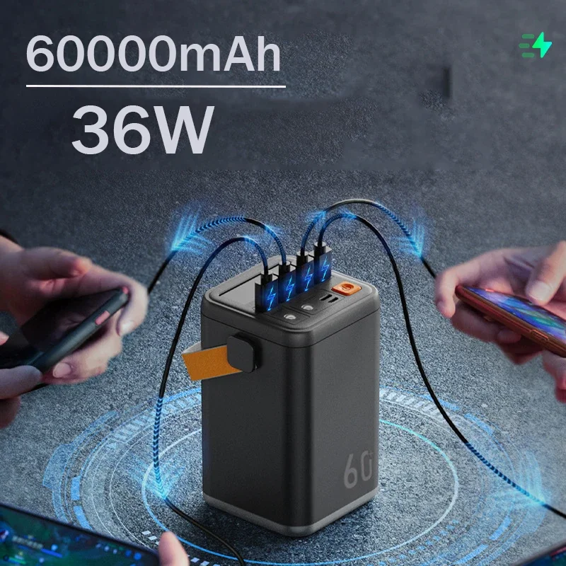 

60000mAh large capacity powe bank 36W high power outdoor emergency energy storage power supply outdoor power bank with LED light