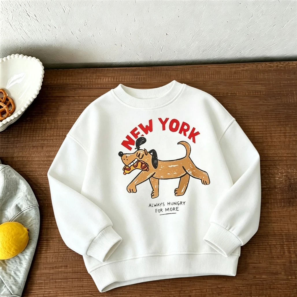 Round Neck Tops For Child Cartoon Printed Sweatshirt Long-sleeved Hoodies Toddler Spring Autumn Clothes Loose All-match Tops