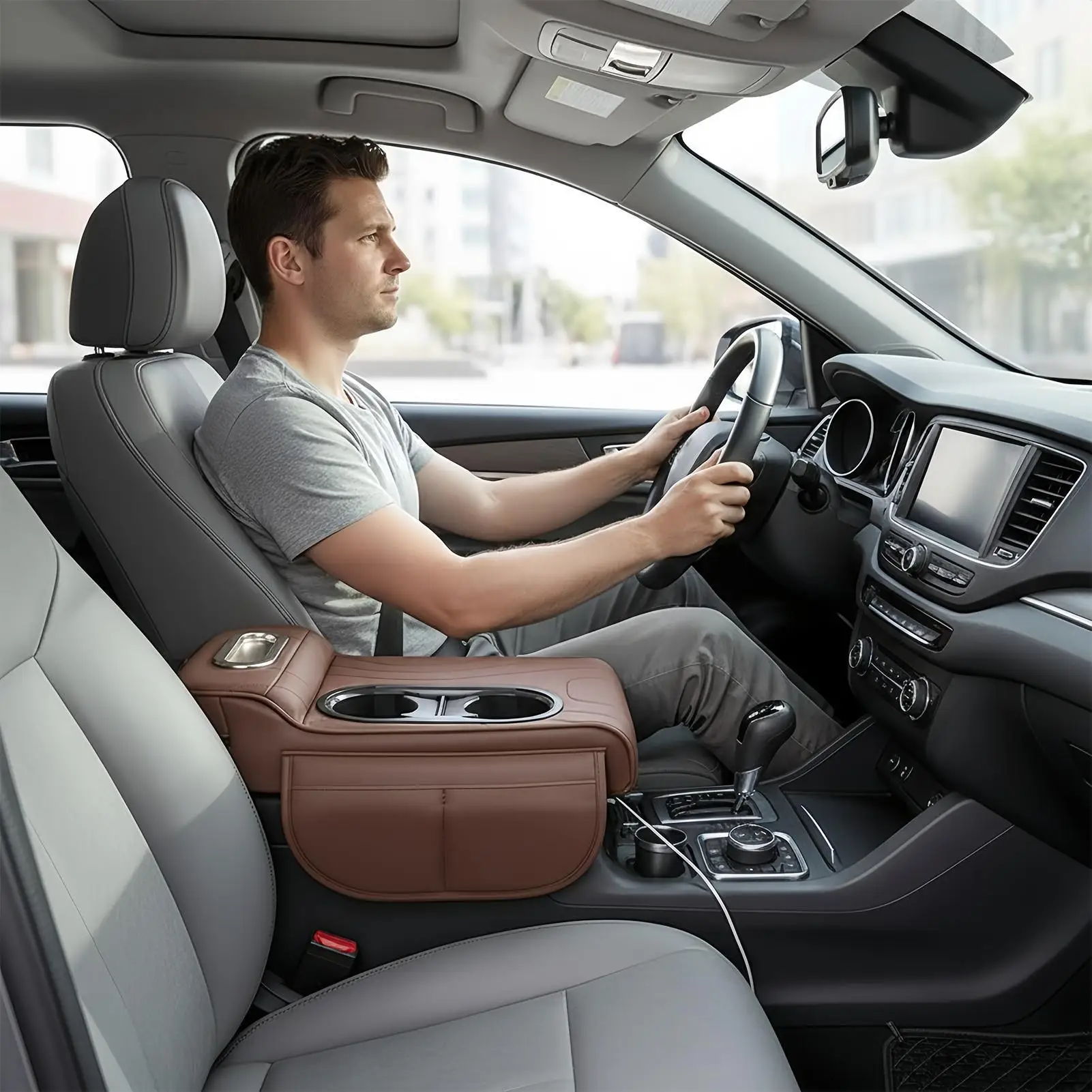 

Car Armrest Storage Box Automotive Arm Rest Pillow Booster Armrest Cushion For Car Console For SUV RV Truck Sedan Vehicle Auto