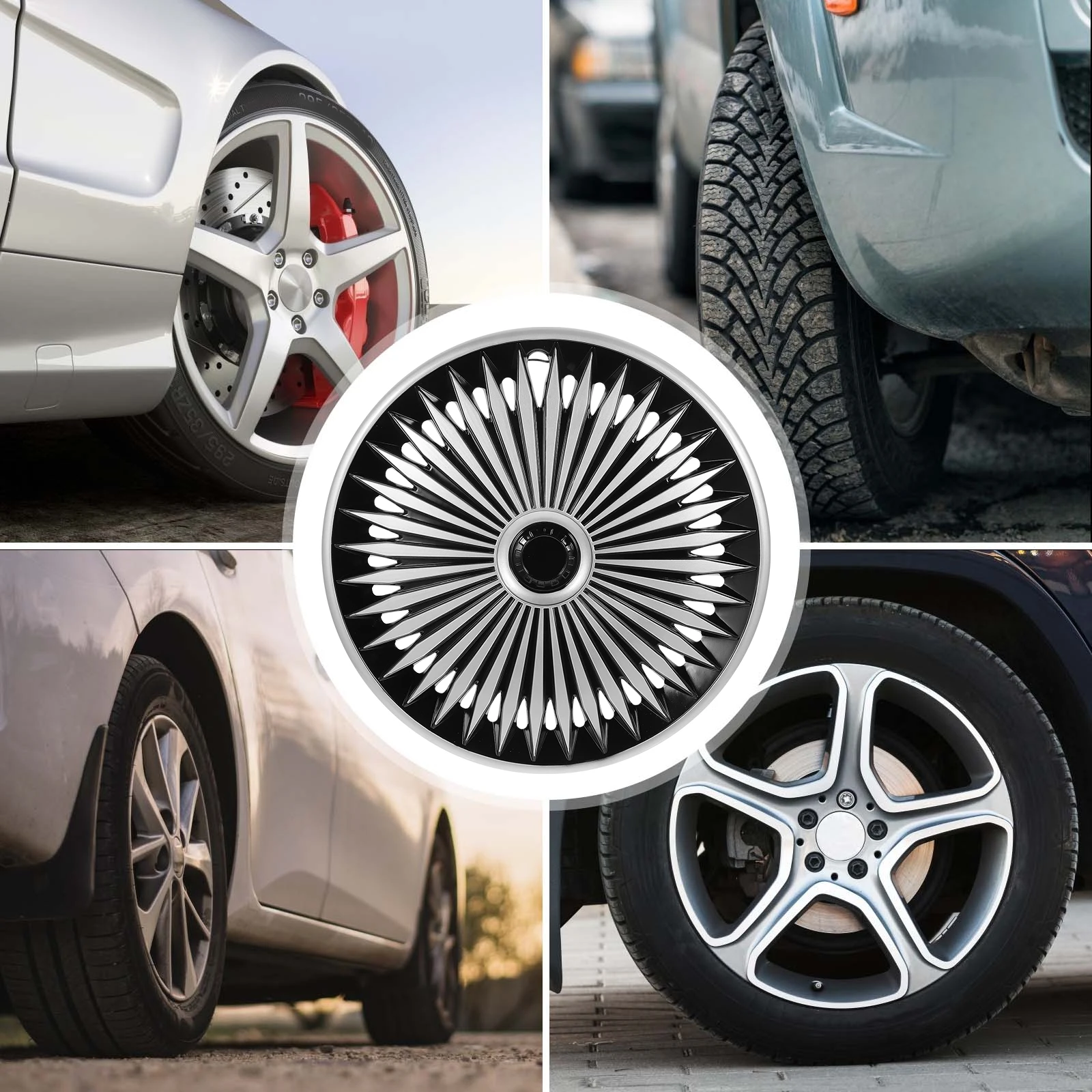 

15 Inch Universal Car Customizable Decorative Cover Phantom Steel Wheel Rim Black HY Practical Excellent Useful Long