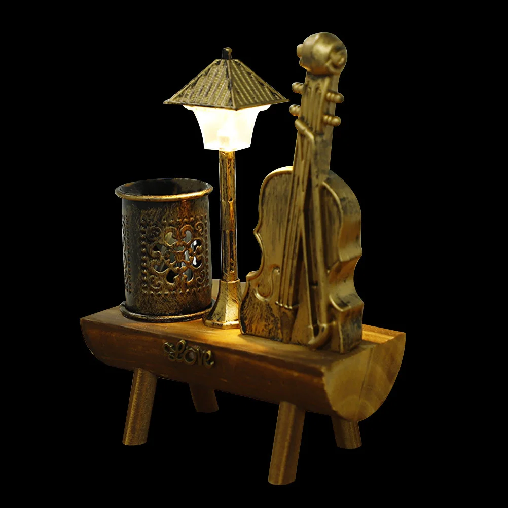 

Metal Violin Design Pen Holder Retro Desktop Decoration for Pens Pencils Office School Desk Accessories Storage Cup