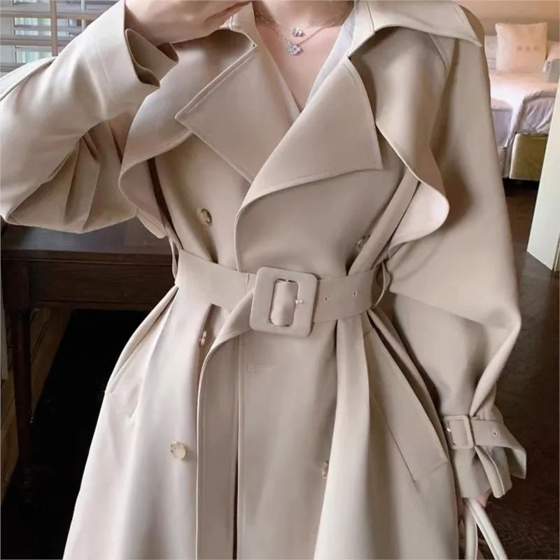 Khaki trench coat mid-length women's new style for women