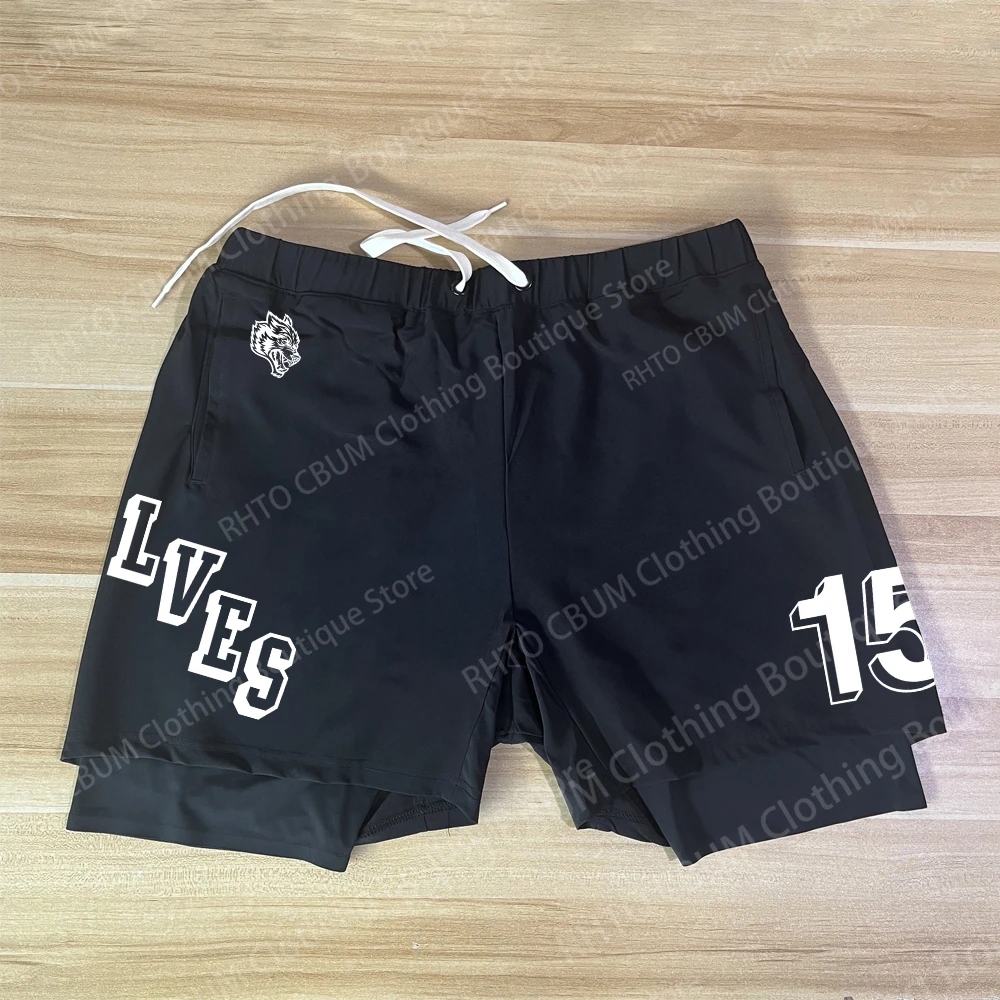 Darc Heren Shorts Mode Gym Heren Korte Ademende Heren Shorts Darcs Wolf Hardloopsportkleding Mannen Nep 2 Stuks Short