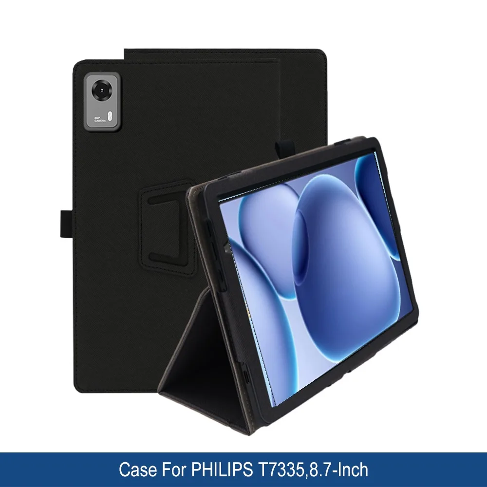 ケース-philips-t7335-87-インチケース超薄型-pu-レザー折りたたみスタンドカバー鉛筆ホルダーとリストストラップ付き完全保護