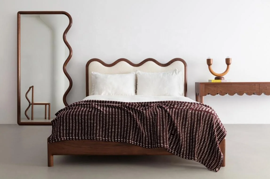 * Nordic Modern Minimalist Style North American Black Walnut Wood Furniture Bedroom Solid Wood Bed