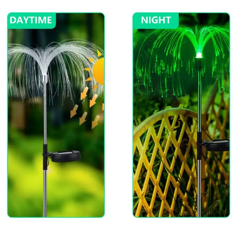 Solar Fiber Optic Jellyfish Lights for Garden Decor | Charging & Plug-in Options