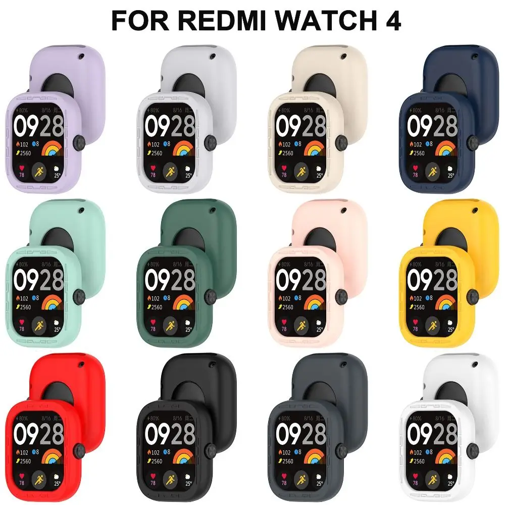 Soft Cover Silicone Case Shell Anti-Scratch Screen Protector Bumper Accessories Protective Frame for Redmi Watch 4 Smart Watch