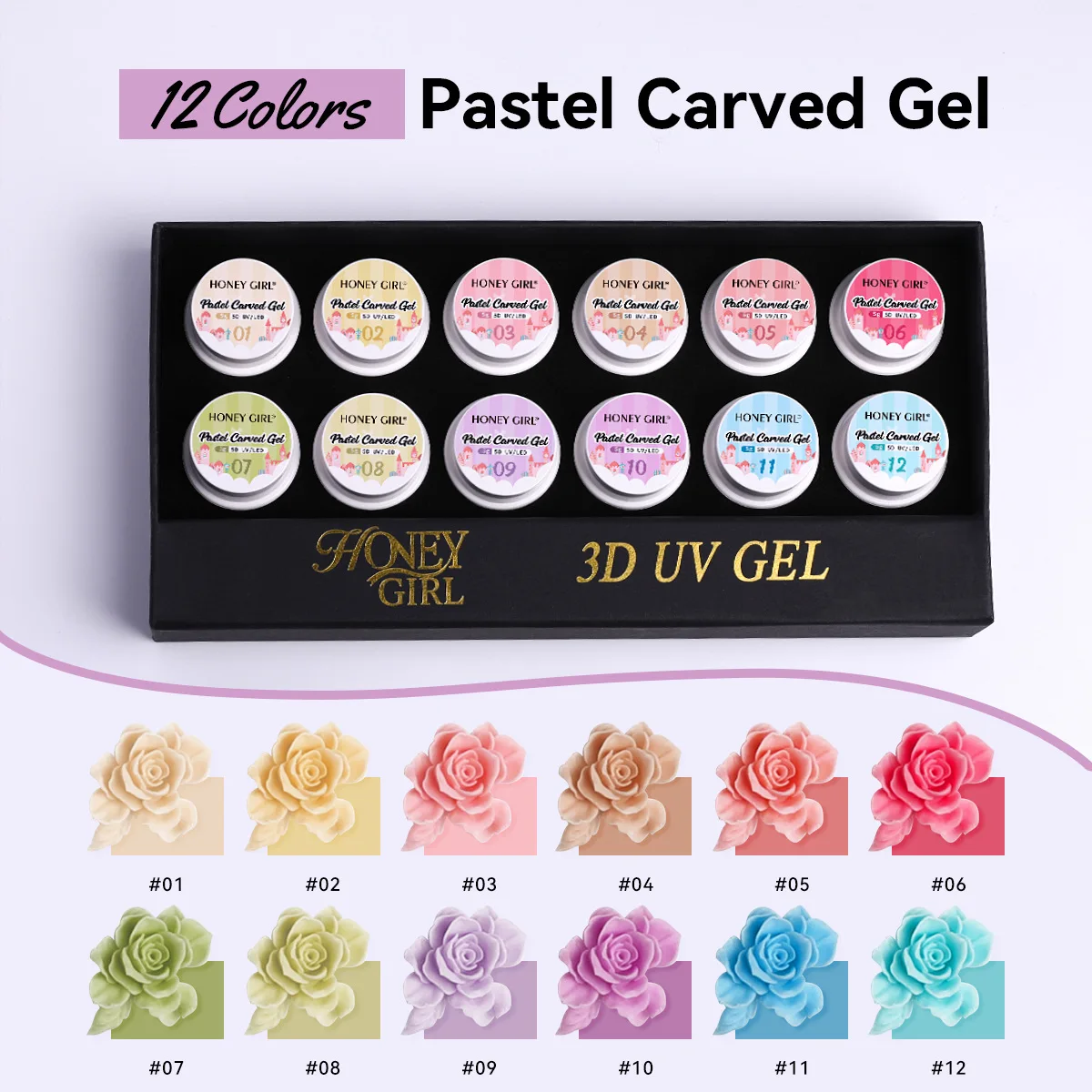 

12Color Pollen 3D Sculpture Nail Gel Plasticine Gum Soak Off Nail Modeling Gel Semi-Soild Acrylic Sculpture Creatived Gel Vrnish