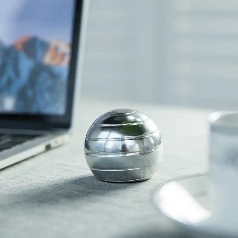 Kinetic Desk Toy Optical Illusion Metal Fidget Spinning Ball Large Size 55MM Stress Relief Spinner Toys for Adults Teens Gifts