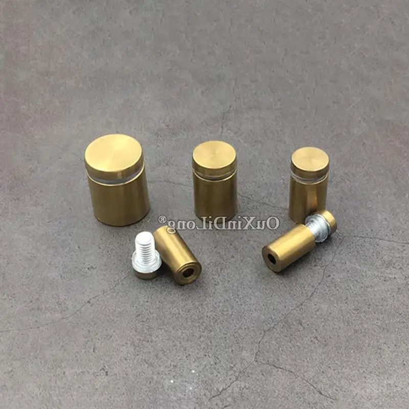 200PCS Stainless Steel Hollow Gold Advertising Nails Screws Bolt Glass Standoffs Pins Billboard Screws 8 Sizes for Choose