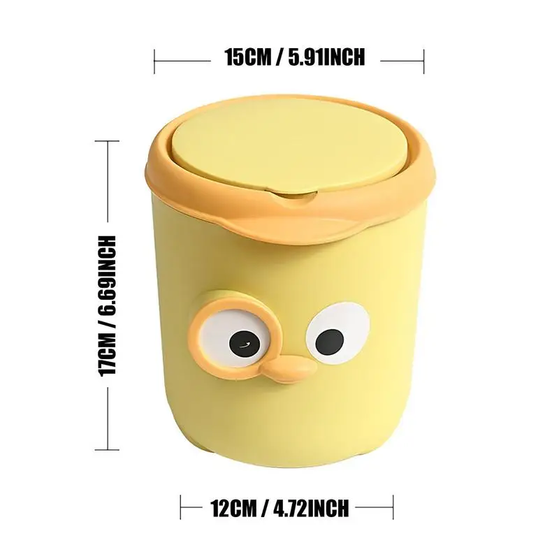 Cute Small Trash Can Mini Desk Trash Can Bird Eyes And Beak Design Waste Garbage Bin With Lid For Home Kitchen Vanity Tabletop