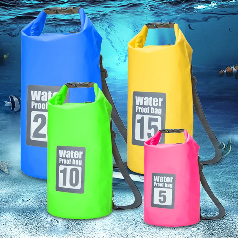 PVC Waterproof Dry Bag Double Shoulder Outdoor Sport Bag for Trekking Floating Sailing Canoing Boating Swimming Storage Backpack