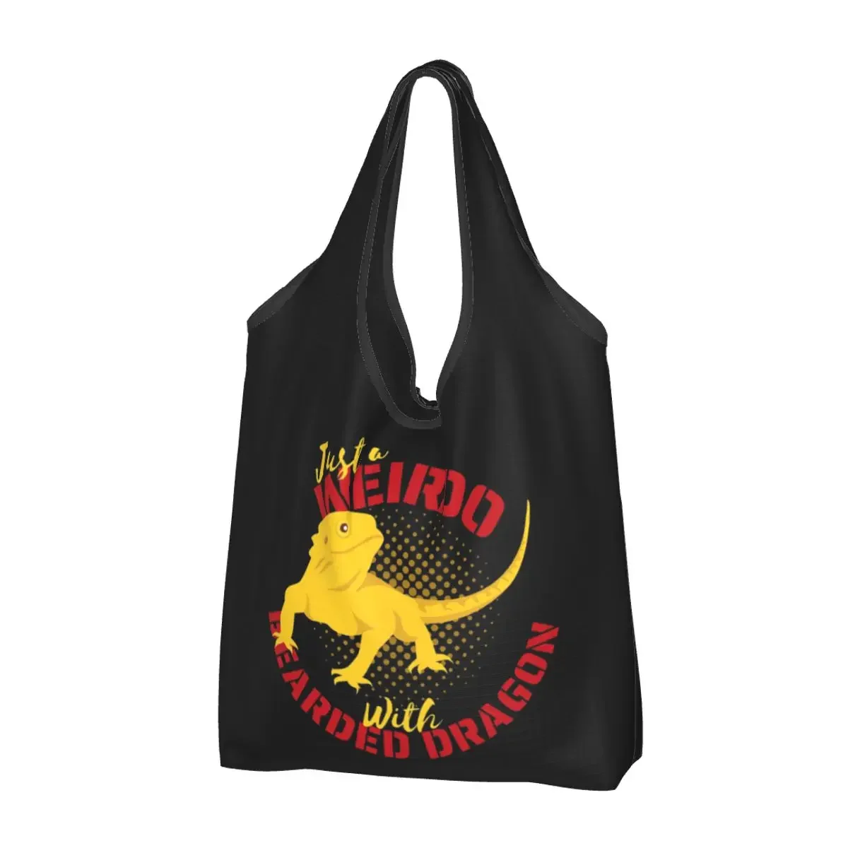 Just A Weirdo Bearded Dragon Portable Tote Shopping Bags Foldable Shopper Bag Groceries Handbag Shoulder Bag