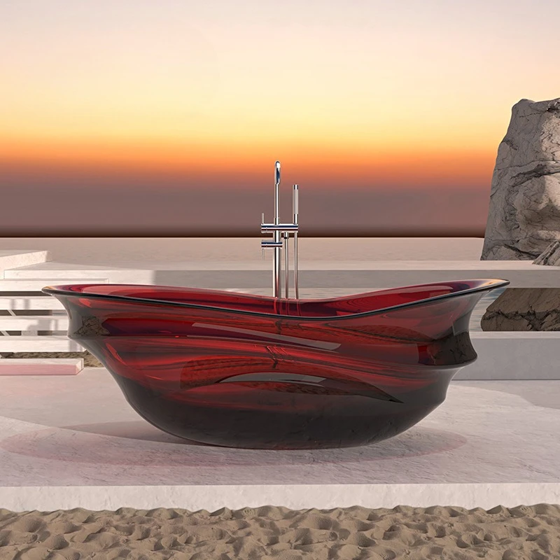 

Transparent crystal resin bathtub Color high-end integrated freestanding bathtub Hotel homestay Home