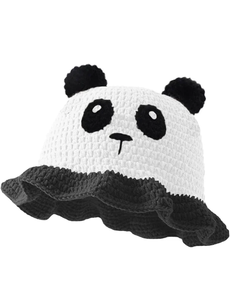 

Neutral Hand-Crocheted Cartoon Animal Knitted Hat with Cute Ears Hip Fisherman Style for Party Ruffled Hip-Hop Cosplay
