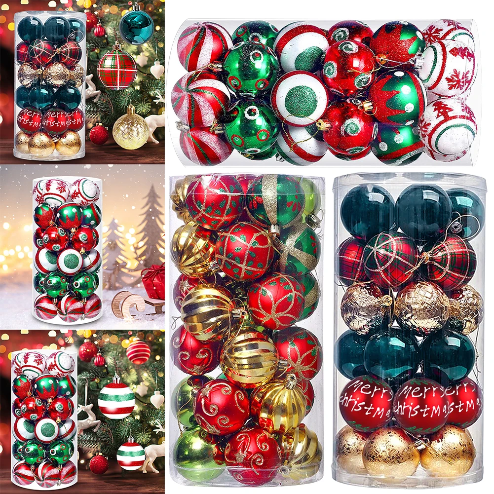 30Pcs Christmas Balls 4/6CM Big Ball Christmas Tree Pendant Ornaments for Home Party Decor 2025 New Year Navidad Gifts Accessory