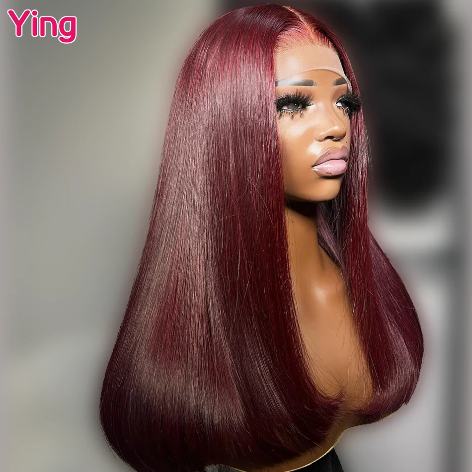 

Dark Burgundy Straight 13x6 Lace Frontal Wig 4x4 Transparent Lace Wig 200% Peruvian 12A Remy 13x4 Lace Front Wig PrePlucked