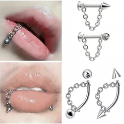 1PC Chain Lip Stud Stainless Steel Fashion Simple Detachable Piercing Cartilage Stud Earrings Body Jewelry For Daily Wear Gift