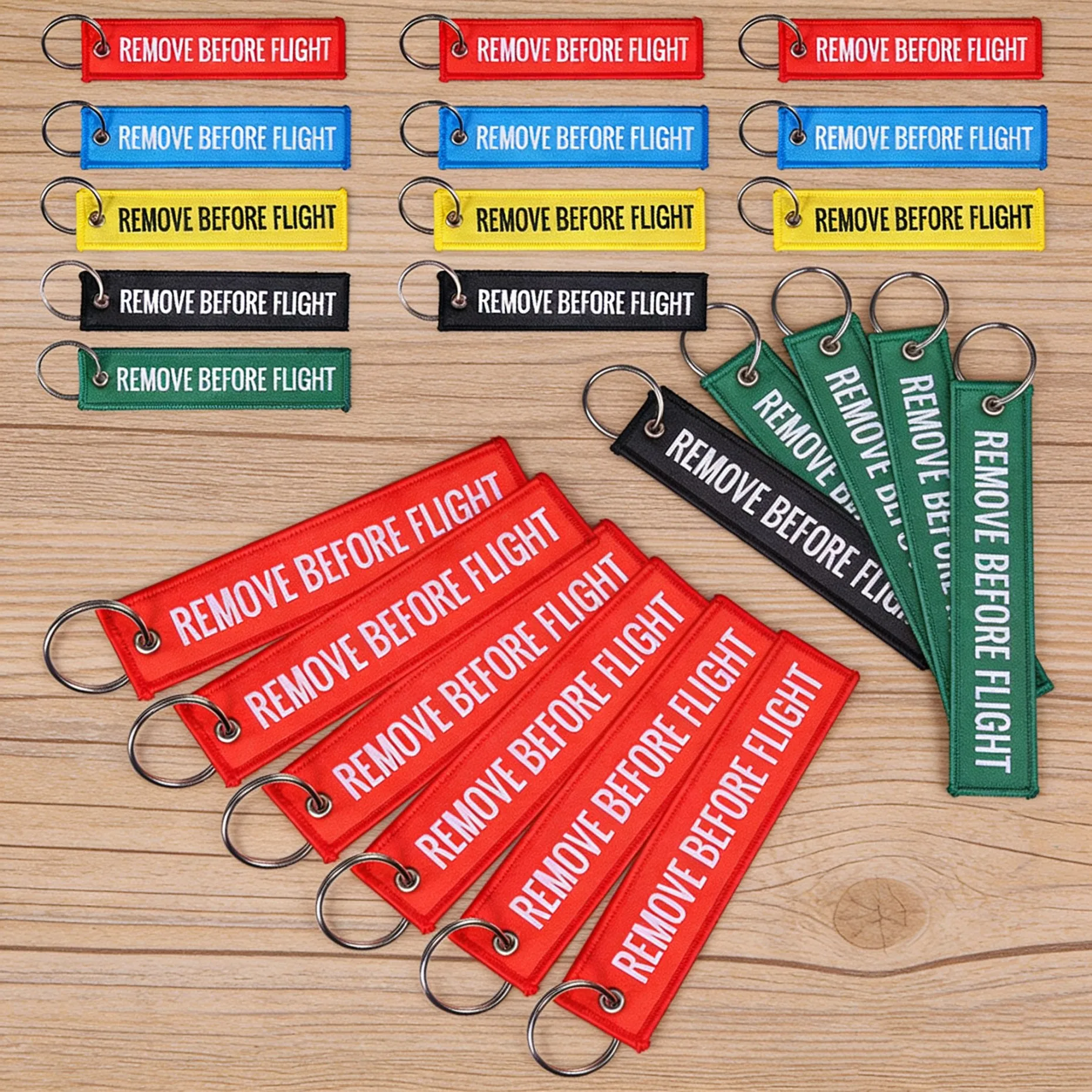 10Pcs Remove Before Flight Key Chain Chaveiro Red Embroidery Keychain Ring Aviation Gifts Key Ring Jewelry Luggage Tag Key Fob