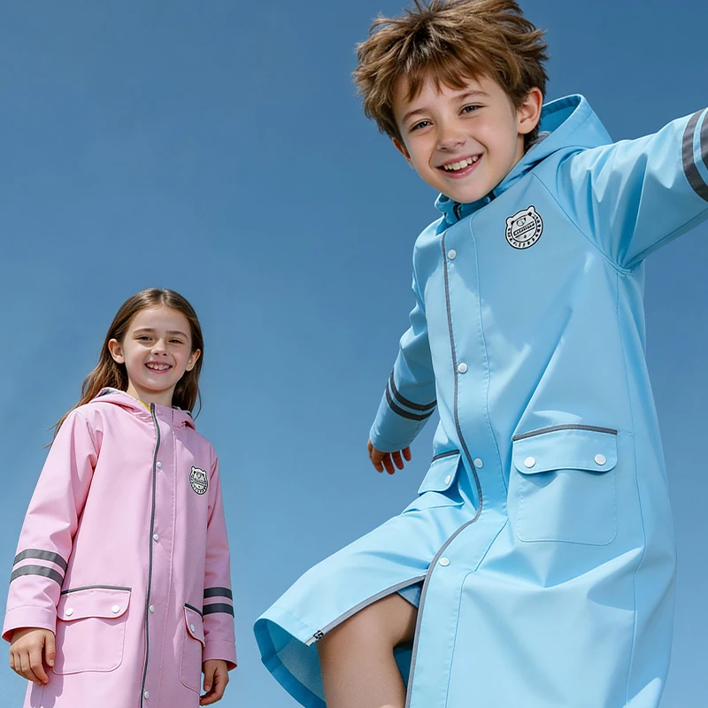Children's Raincoat Primary Students with Backpacks and Full Body Waterproof Polyester Raincoats CUHK Children's School Raincoat