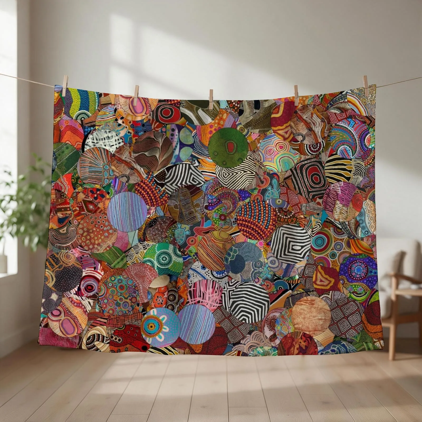 Indigenous Australian Art Throw Blanket Decorative Beds Soft Big manga Flannel Fabric Blankets