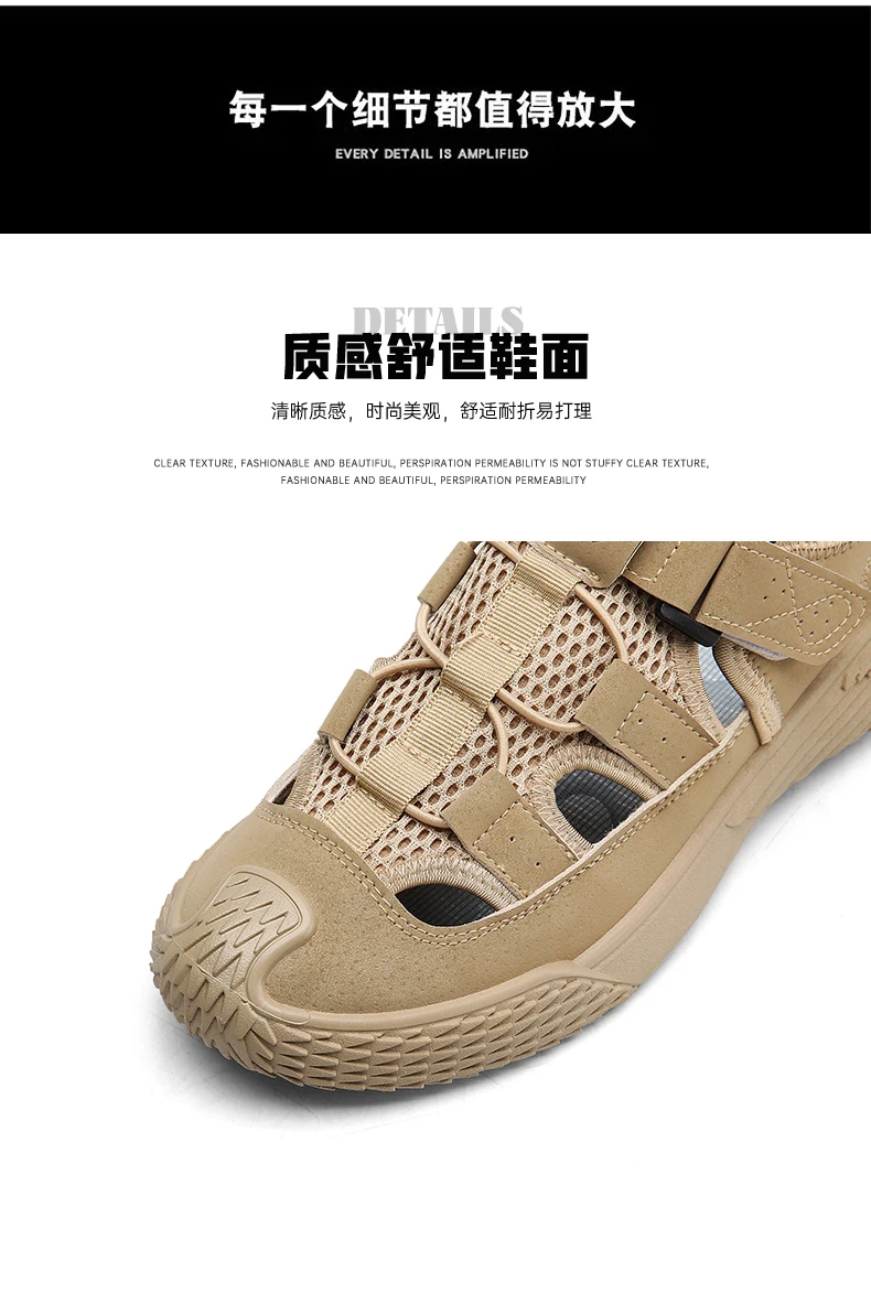 Große Sandalen für Herren, neues Sommermodell, trendig, vielseitig einsetzbar, lässige Sportsandalen, bequeme Sandalen mit weicher Sohle und hohlem Design für den Strand. – Detail 6