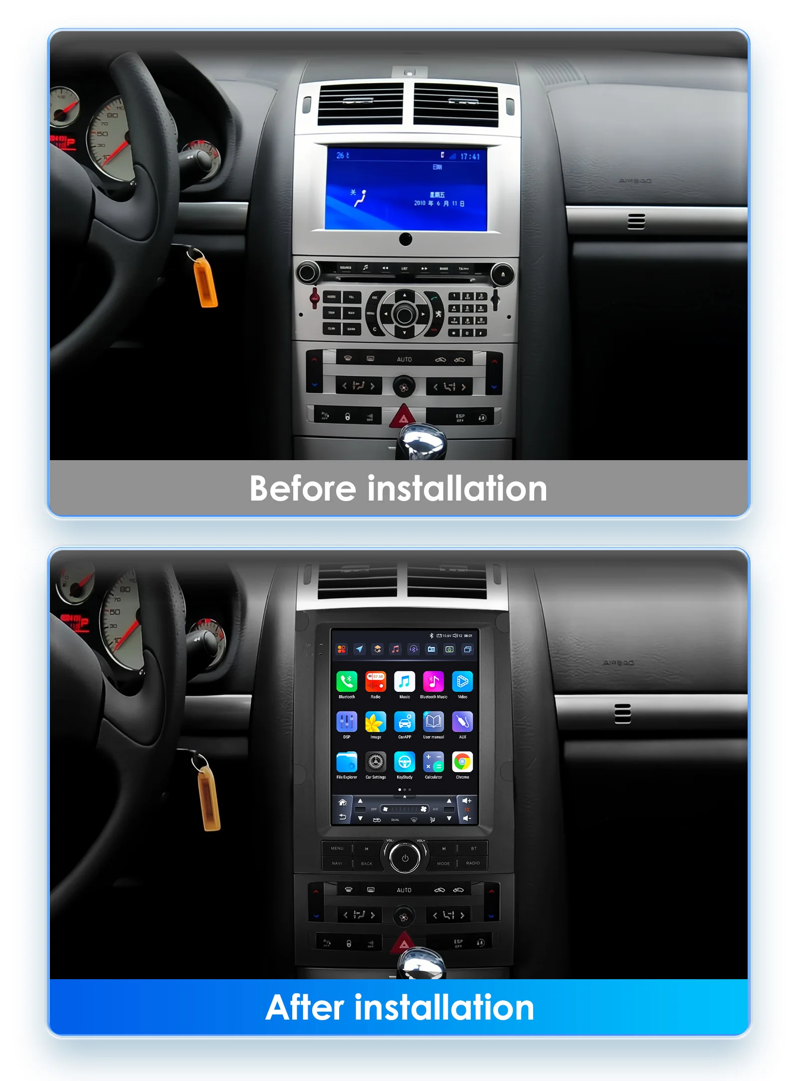 Radio samochodowe Hizpo 9.7" w stylu Tesla do Peugeot 407 2004 - 2011, bezprzewodowy CarPlay, Android Auto, bez 2 din, 2din, DVD, kamera 360, 8 rdzeni — zdjęcie 6