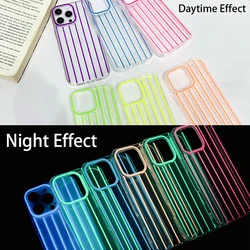 Luxury Night Light Luminous Transparent Phone Case For IPhone 16 15 14 Plus 13 12 11 Pro Max Clear Shockproof Back Cover Fundas