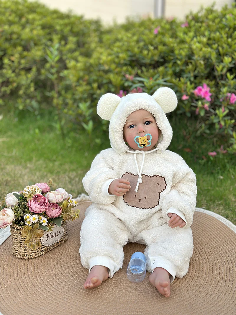 

Cokela 70cm Reborn Baby Doll Popular Cute Boy Doll Soft Cuddle Body Sculpted Face Hand-Painted Hair