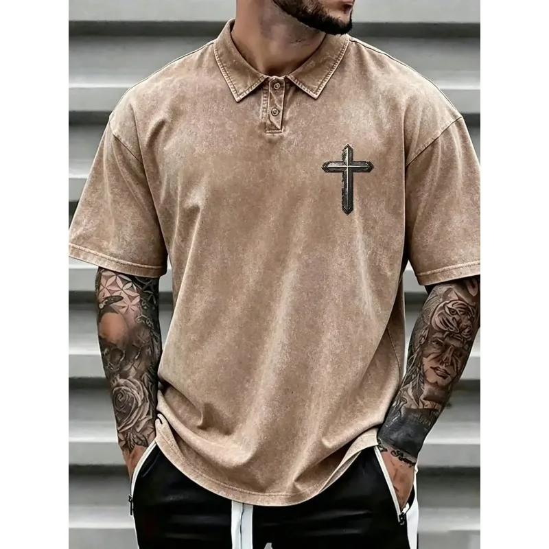

A 240-Gram Washed POLO Shirt In Various Colors. This Shirt Inspired By Streetwear Has A Small Embroidered Cross Logo On The Left Chest. It Is Of High Quality And Has Good Breathability, Making It Perfect For Daily Wear - It Is An Excellent Gift For Men