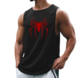 Red Spider Printed Summer Quick Dry Gym Tank Top Mens Bodybuilding Vest Mesh Fitness Sleeveless T Shirt Muscle Workout Clothing