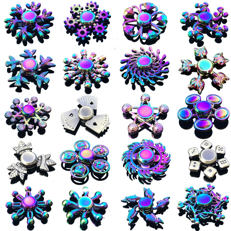 2 pezzi in metallo arcobaleno Fidget Spinner sfumatura di colore R188 cuscinetto muto EDC mano Spinner punta delle dita giroscopio anti-ansia bambini giocattoli per adulti
