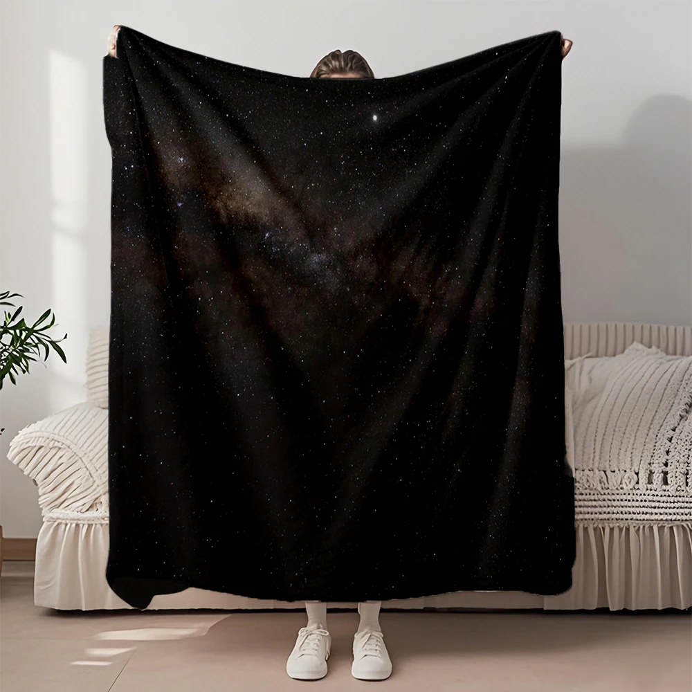

Flannel Blanket Milky Way Stars Retro Design Hospitality Bedding Travel Blanket Breathable Durable Blankets For Family Massage