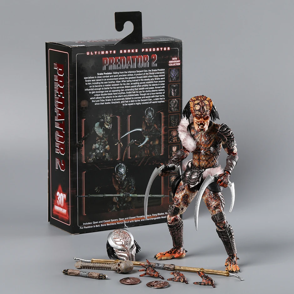 Predator 2 Snake Predator 30th Anniversary Action Figure Changeable Accessories PVC Model