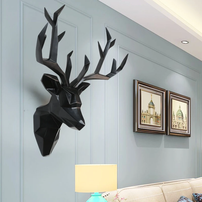 

MGT Large 3D Deer Head Statue Sculpture Decor Home Wall Decoration Accessories Animal Figurine Wedding Party Hanging Decorations