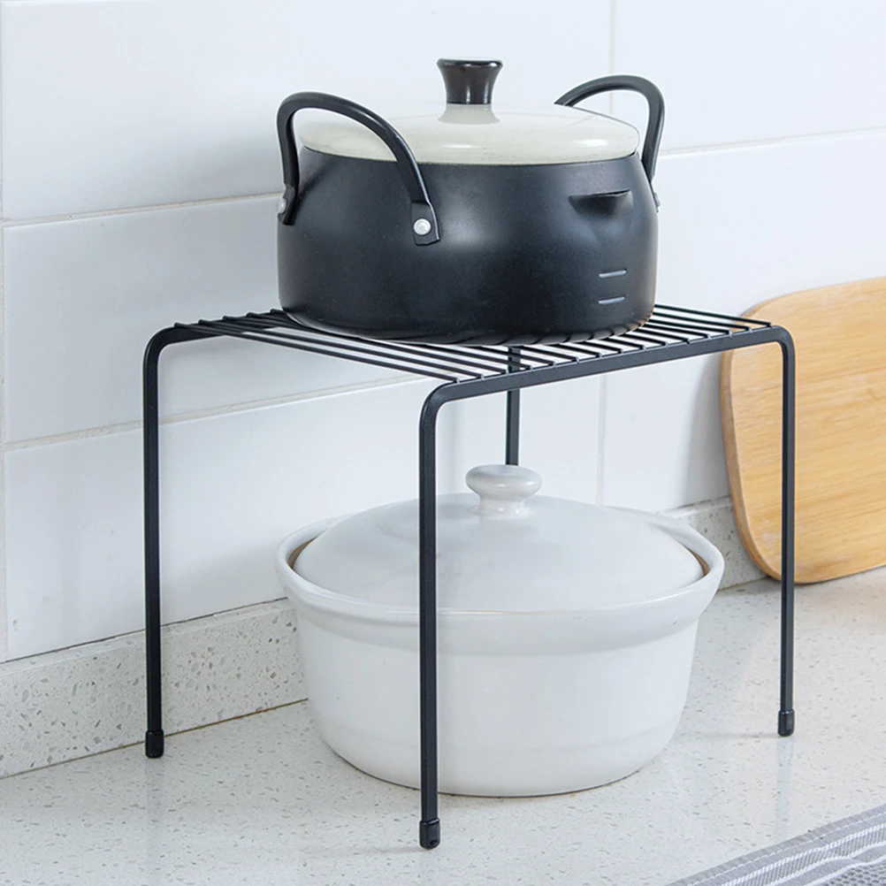 

Iron Storage Double Layer Spice Non-Slip Kitchen Organizer Counter Shelf For Teapots Books Flowerpots Household Wire Rack Metal