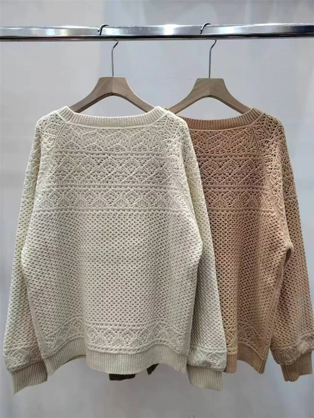 Women's Pullover Sweater Hollow O-Neck Long Sleeve Knitted Top