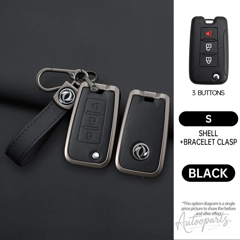 Metal Leather Car Remote Key Case Cover Fob For DFSK DF-6 Dongfeng DF6 Oting Palladin Rich 6 Rich 7 Auto Keychain Accessories