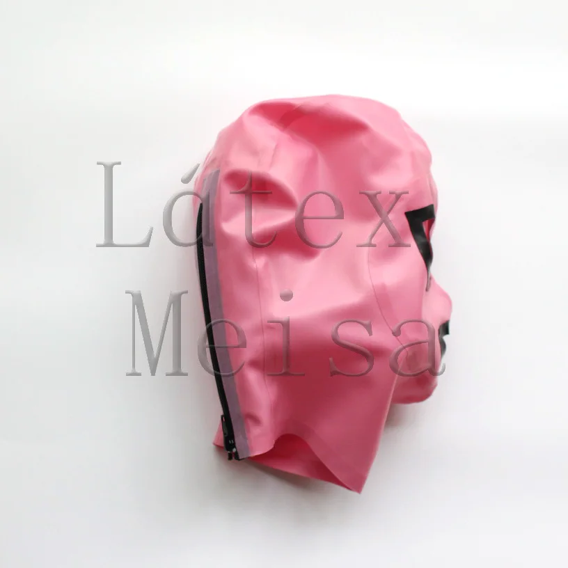 Máscaras de látex de cola de zinc 100% natural con recorte 3D, ojos abiertos, fosas nasales y boca con cremallera trasera para mujeres
