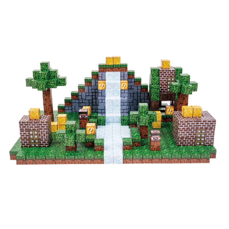 لتقوم بها بنفسك مجموعة مكعبات البناء المغناطيسية عالم الألغام ثلاثية الأبعاد بكسل الطوب الاطفال الجذعية مونتيسوري التعليمية تجميعها اللعب أفضل هدية للأطفال