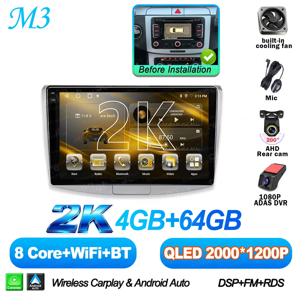 For Volkswagen VW Passat B6 B7 B8 CC 2007- 2021 Android 16 Multimedia Video Player Carplay Intelligent System Wifi 4G 8 Core image 3